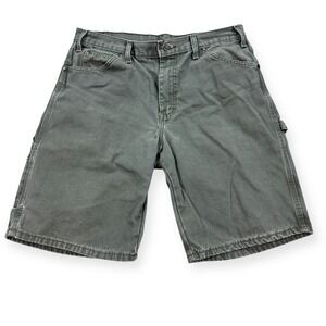 VTG Dickies Carpenter Shorts Men's Size 34 Army Green Relaxed Canvas Workwear